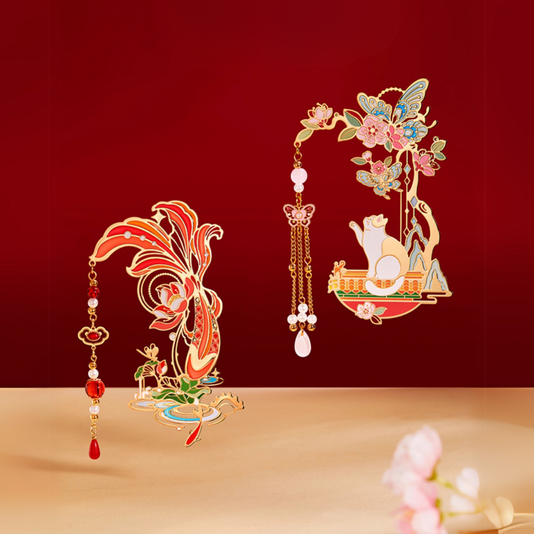 Wishful Koi & Auspicious Cat Bookmark Set
