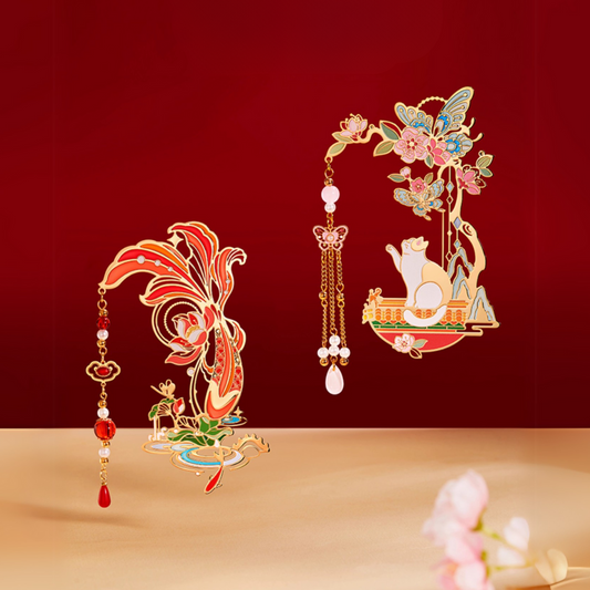 Wishful Koi & Auspicious Cat Bookmark Set