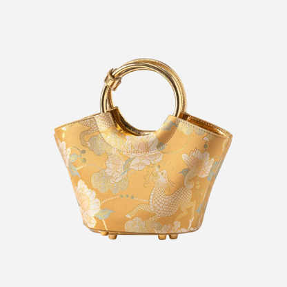 Tang Gold 15 Qilin Peony Song Brocade Basket Bag