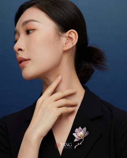 Pearl Heart Magnolia Brooch