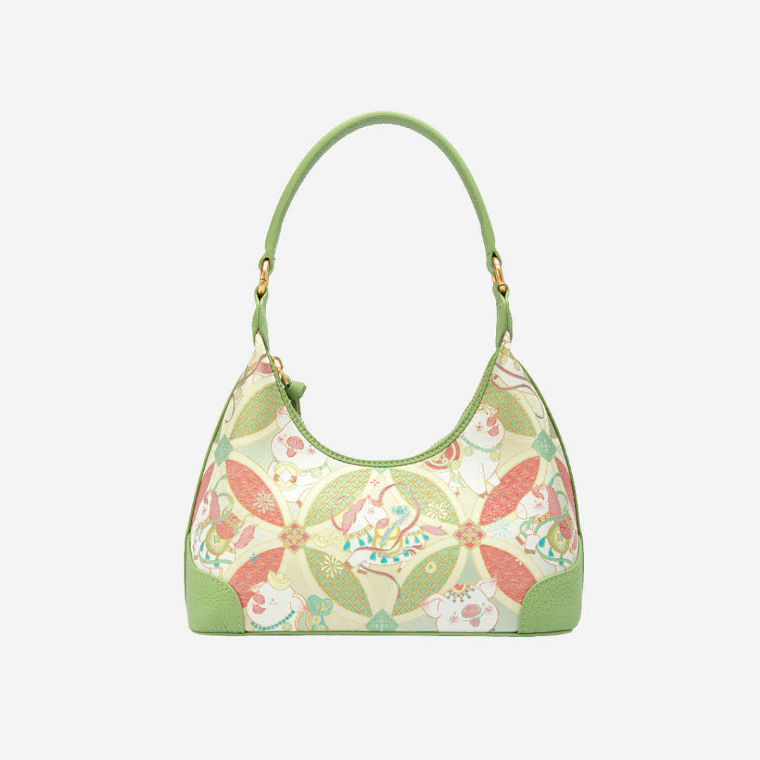 Tang Red 24 Silk Persimmon Brocade Shoulder Bag