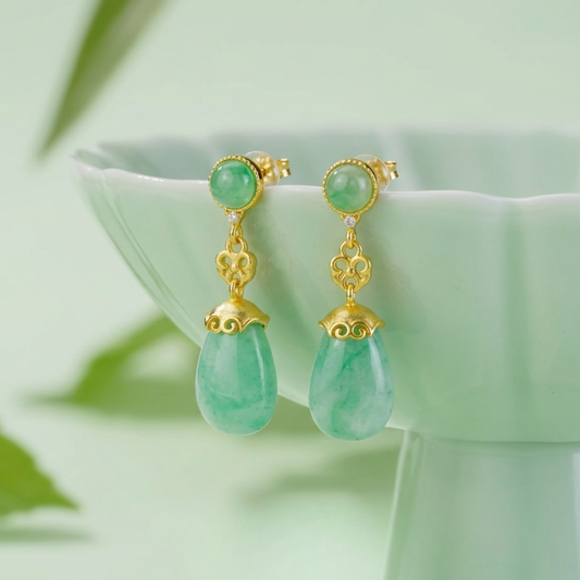 Mountain Mist African Jade Drop Earrings