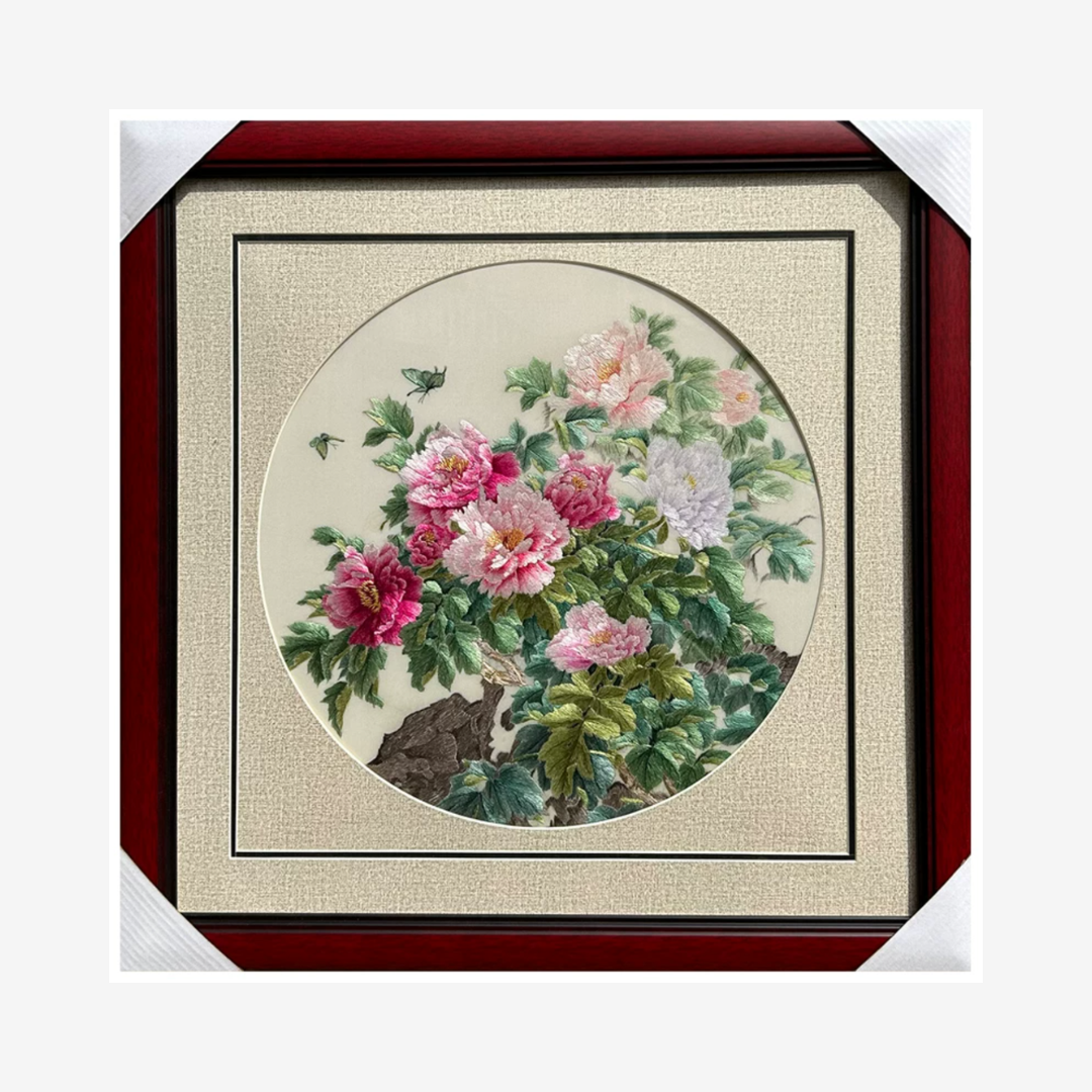 Su Embroidery Framed Wall Painting Art | Peonies of Sovereign Beauty