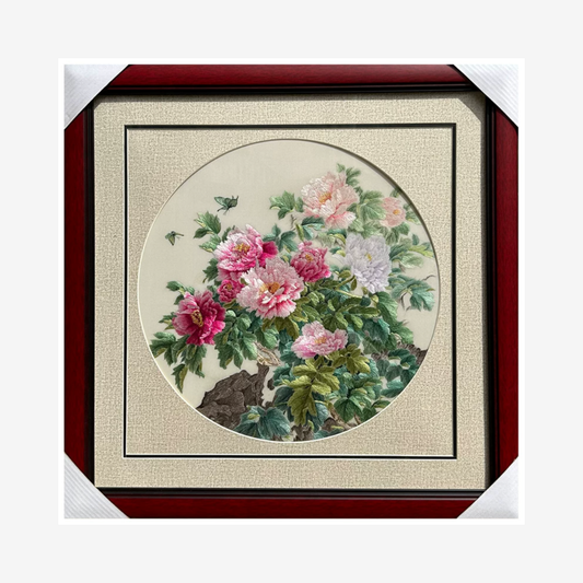 Su Embroidery Framed Wall Painting Art | Peonies of Sovereign Beauty
