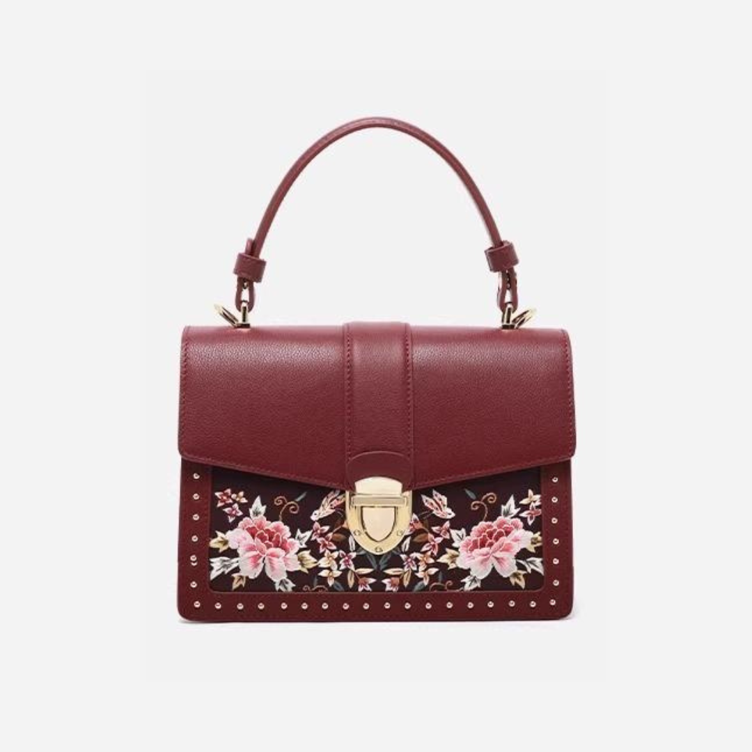 Tang Red 22 Embroidered Peony Garden Crossbody Bag
