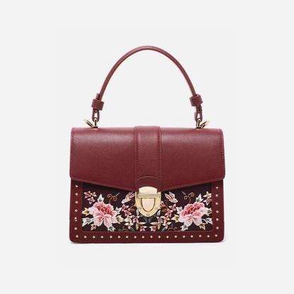 Tang Red 22 Embroidered Peony Garden Crossbody Bag
