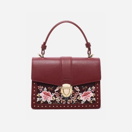 Tang Red 22 Embroidered Peony Garden Crossbody Bag