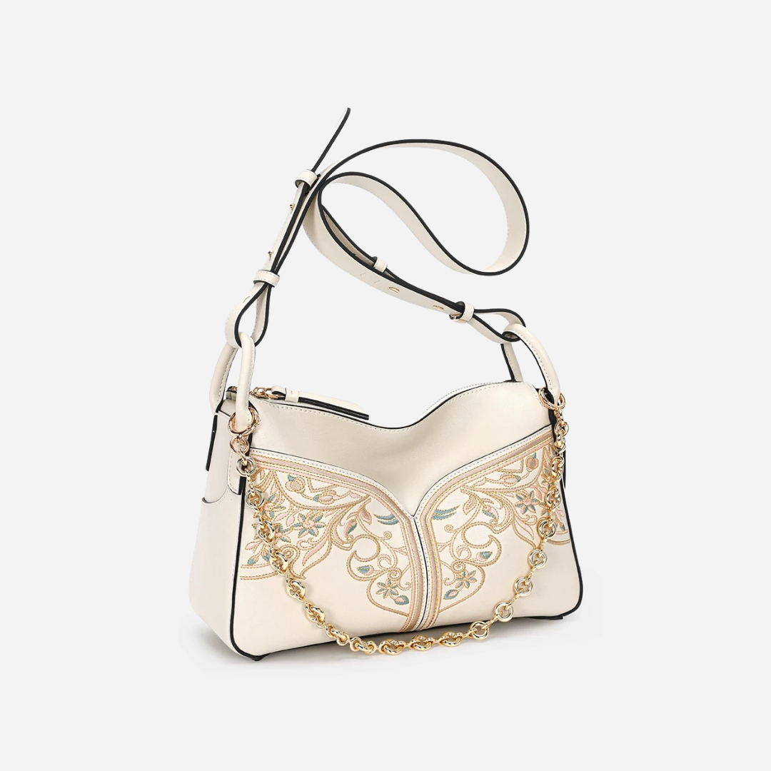 Tang Red 28 Embroidered Blooming Clouds Shoulder Bag