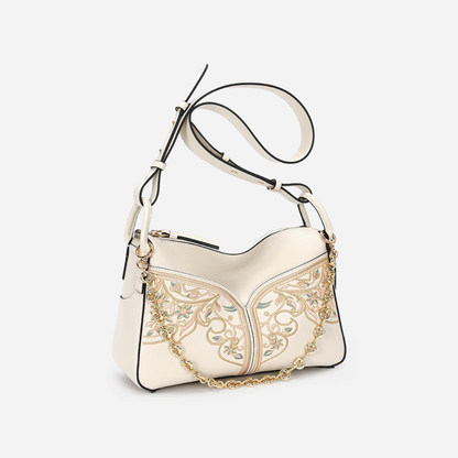 Tang Red 28 Embroidered Blooming Clouds Shoulder Bag