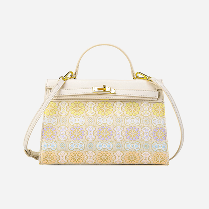 Tang Red 25 Bronze Peony Song Brocade Top-Handle Bag