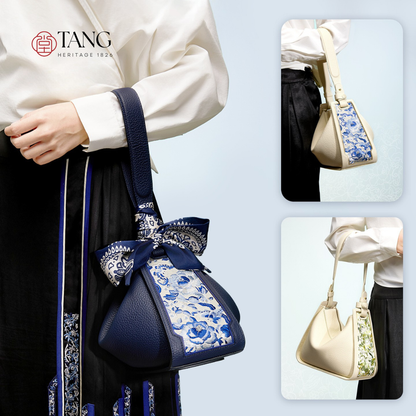 Tang Red 26 Embroidered Qinghua Porcelain Bag — Ivory Porcelain