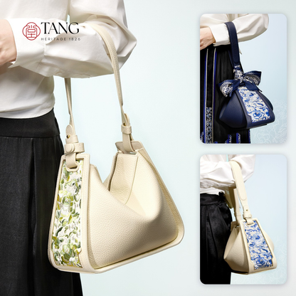 Tang Red 26 Embroidered Qinghua Porcelain Bag — Ivory Porcelain