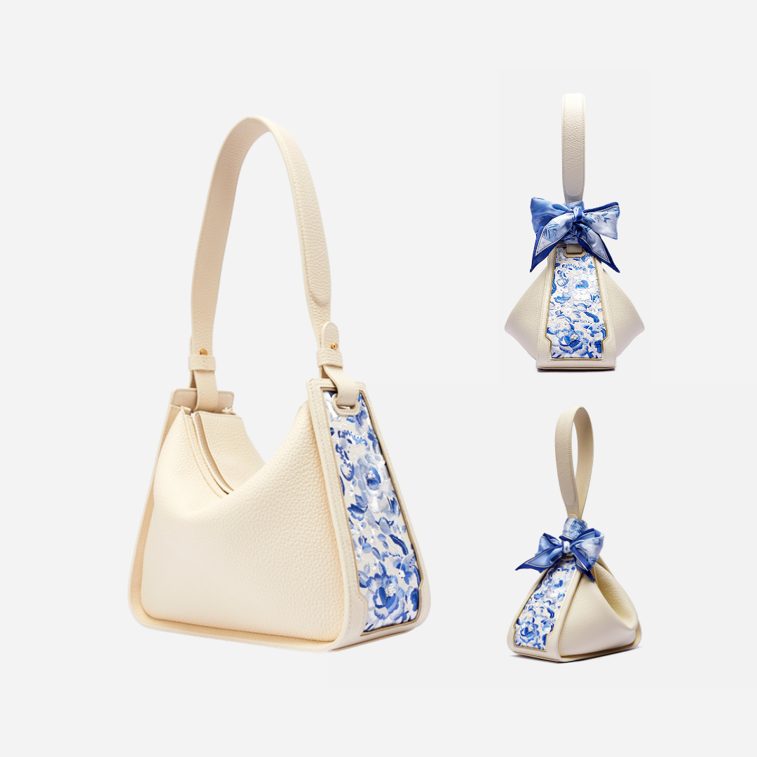 Tang Red 26 Embroidered Qinghua Porcelain Bag — Ivory Porcelain