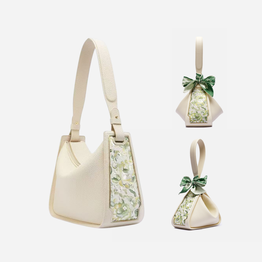 Tang Red 26 Embroidered Qinghua Porcelain Bag — Ivory Celadon