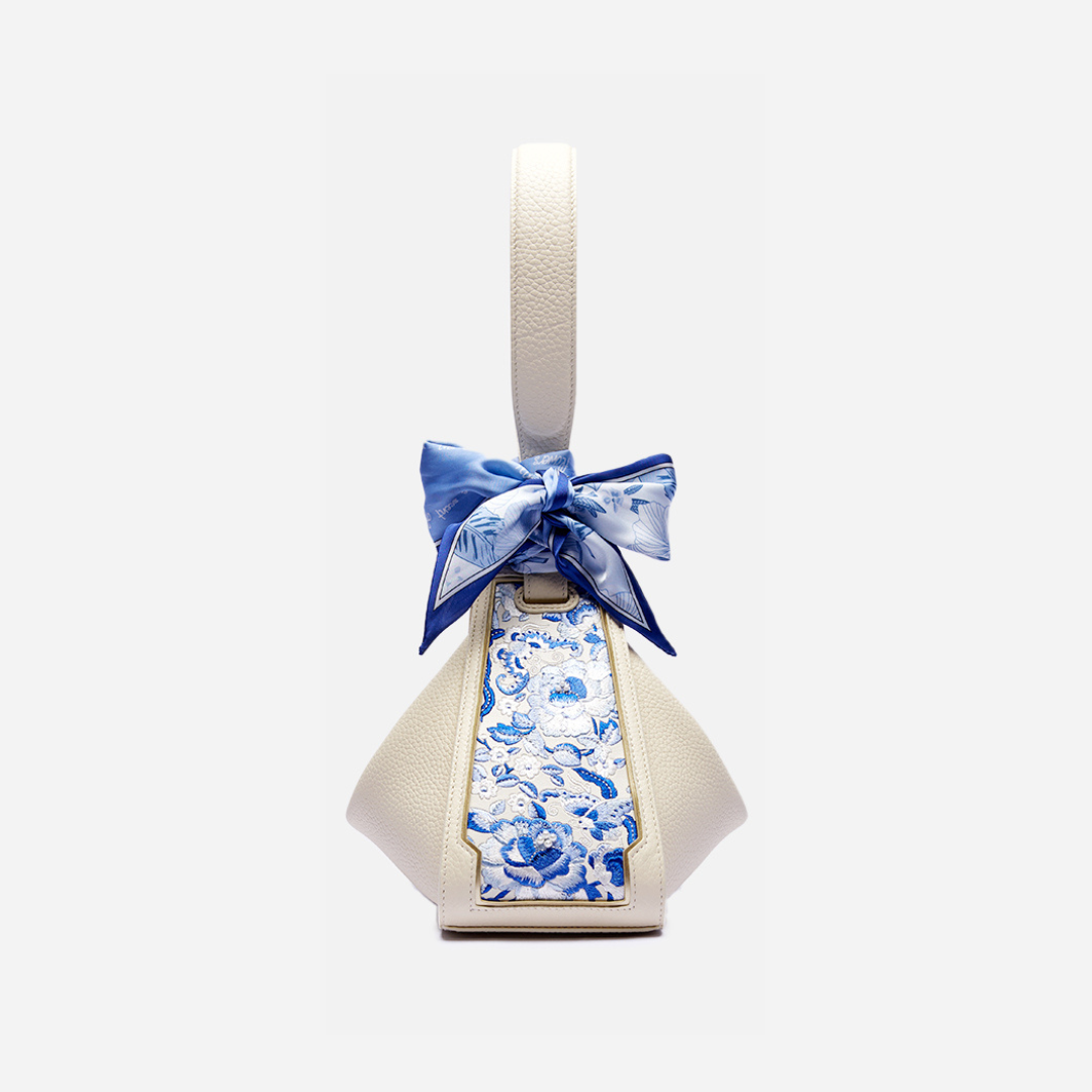 Tang Red 26 Embroidered Qinghua Porcelain Bag — Ivory Porcelain