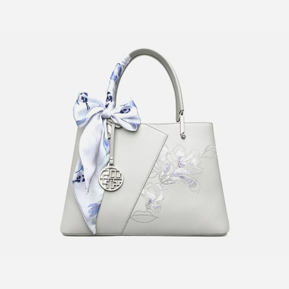Tang Red 30 Embroidered Magnolia Tote