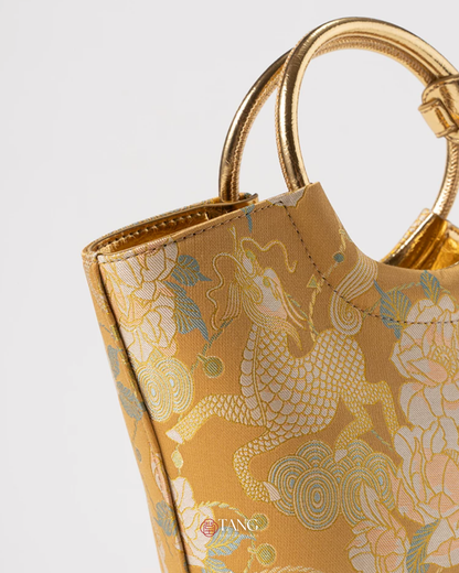 Tang Gold 15 Qilin Peony Song Brocade Basket Bag