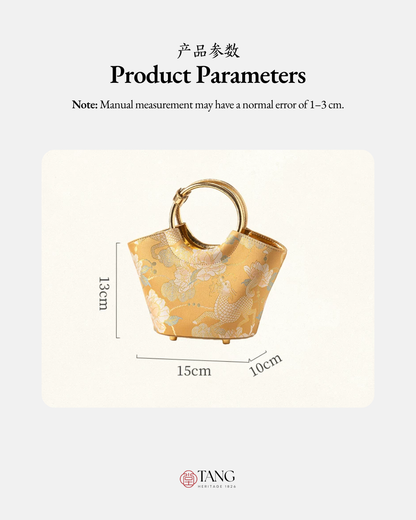 Tang Gold 15 Qilin Peony Song Brocade Basket Bag