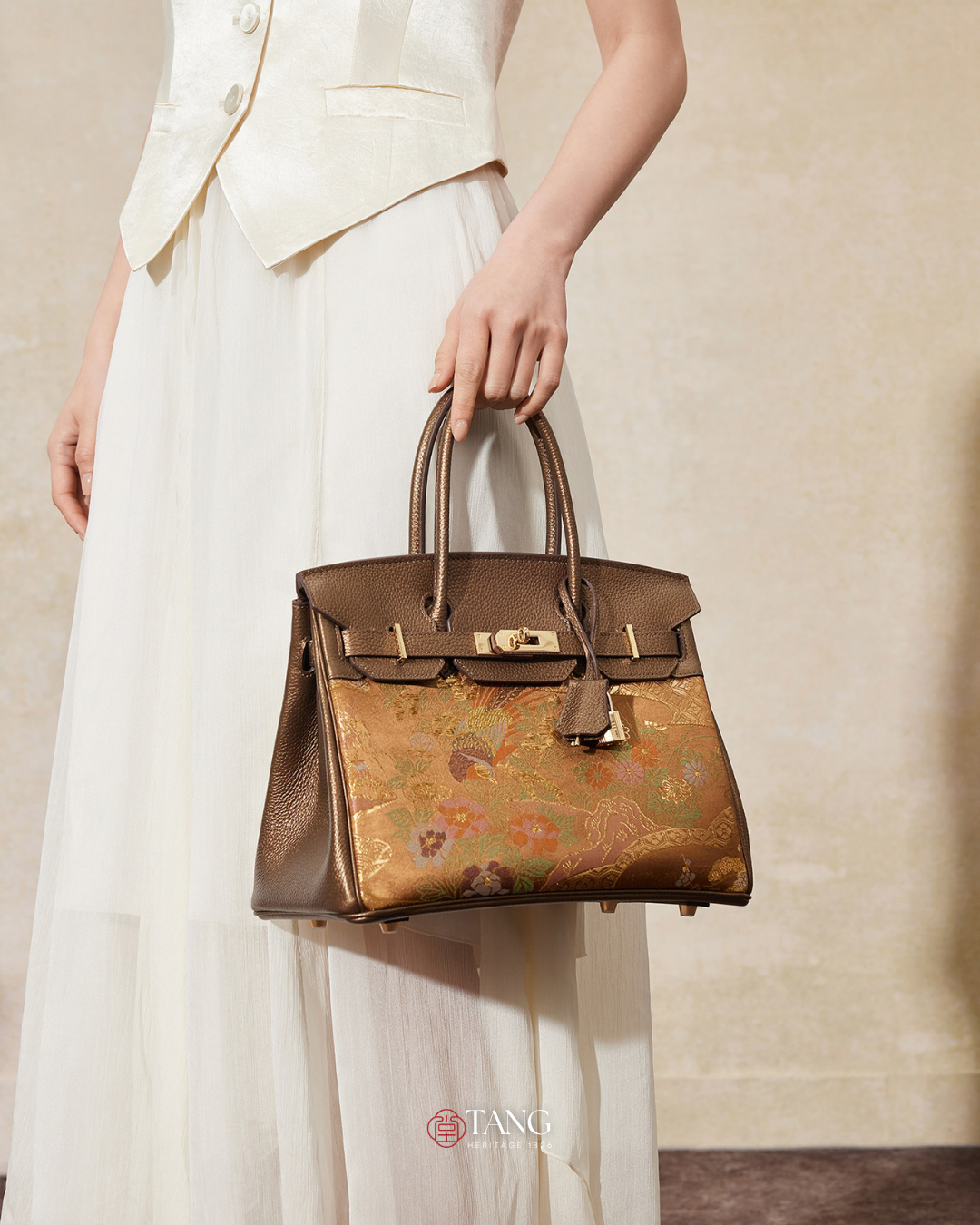 Tang Gold 30 Mandarin Duck Nishijin-ori Brocade Tote