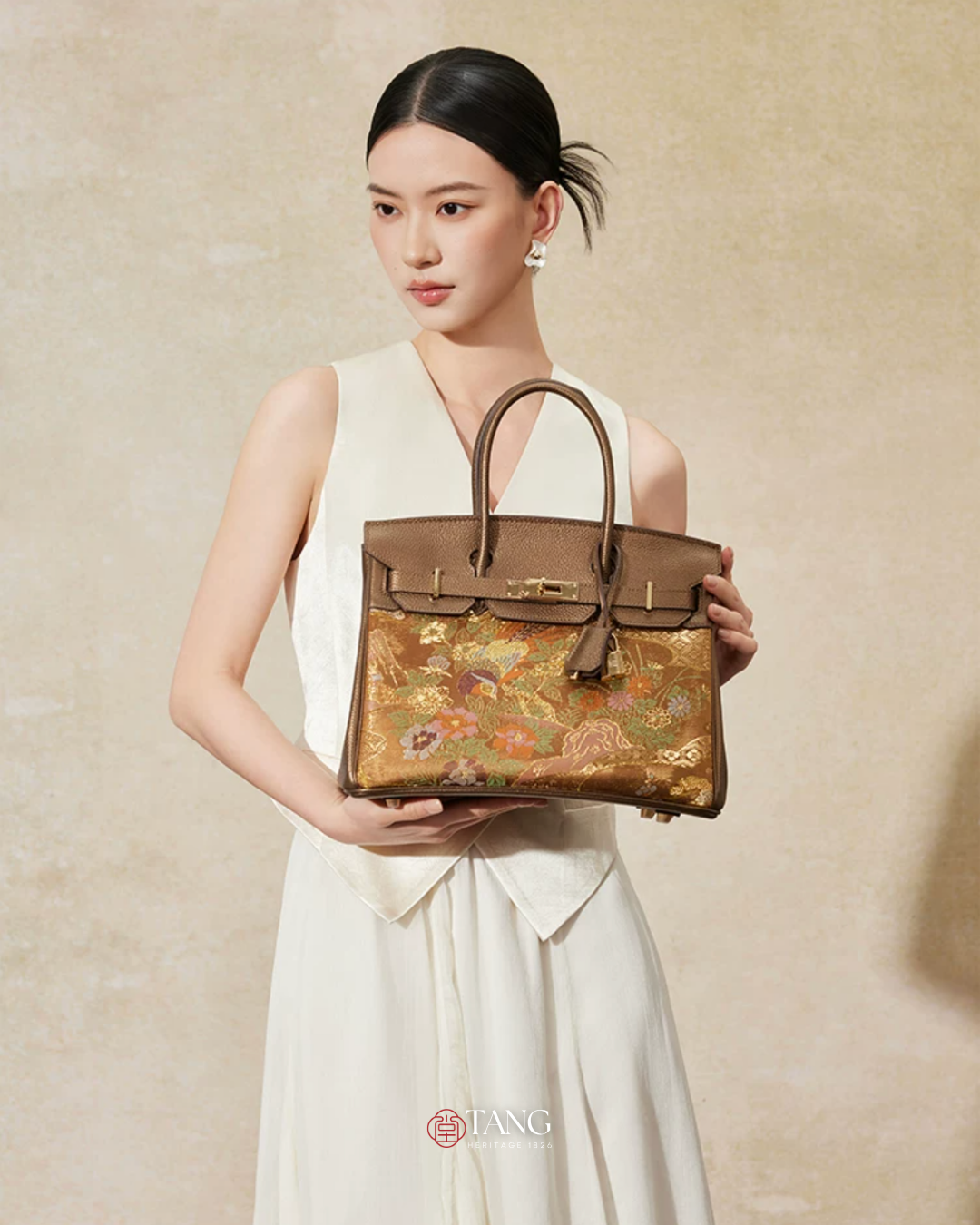 Tang Gold 30 Mandarin Duck Nishijin-ori Brocade Tote