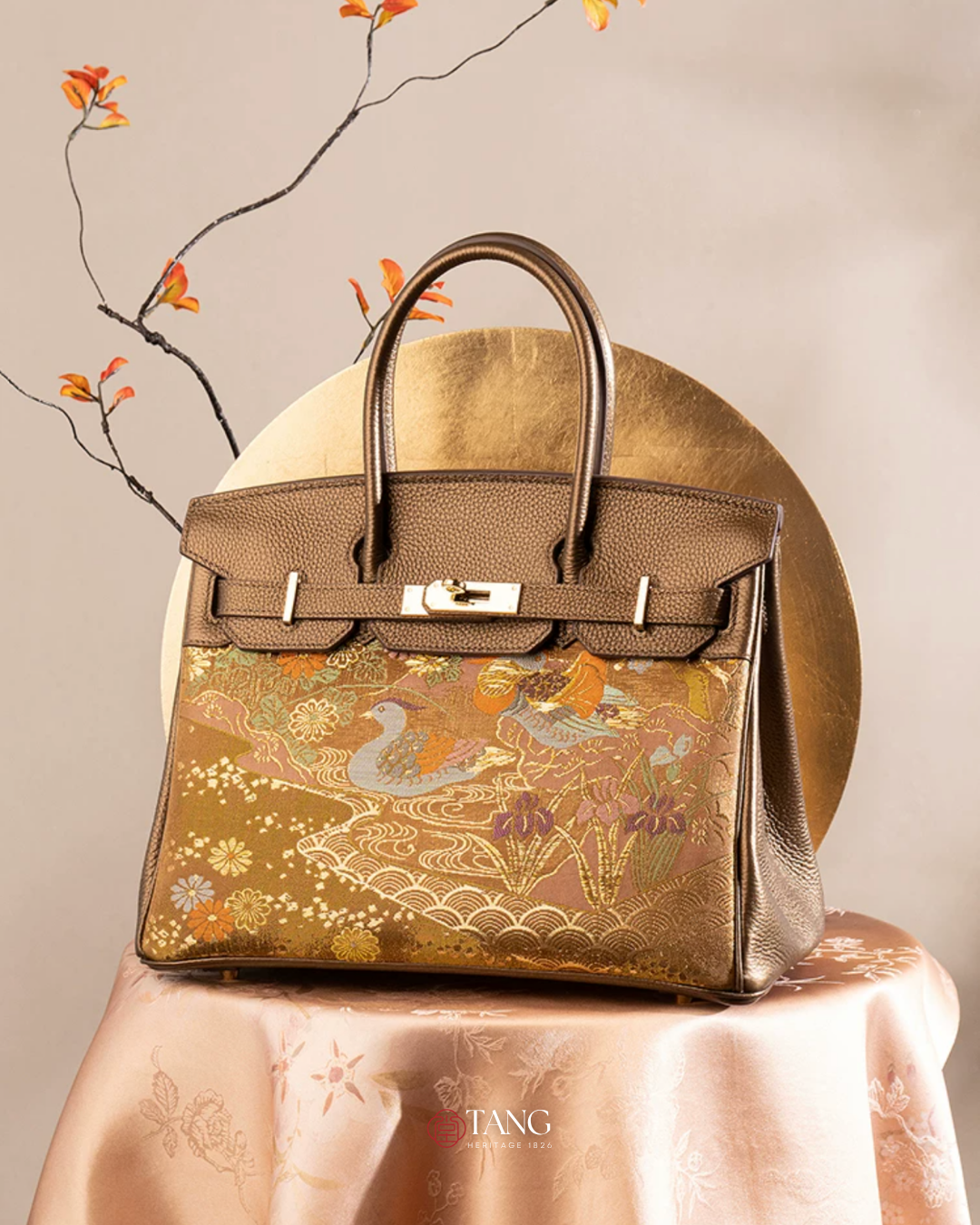 Tang Gold 30 Mandarin Duck Nishijin-ori Brocade Tote
