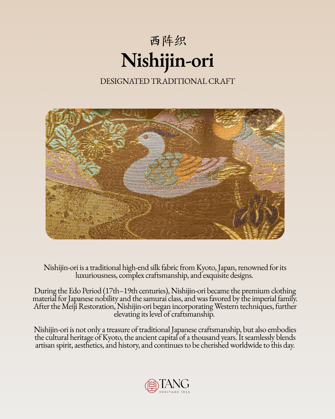 Tang Gold 30 Mandarin Duck Nishijin-ori Brocade Tote