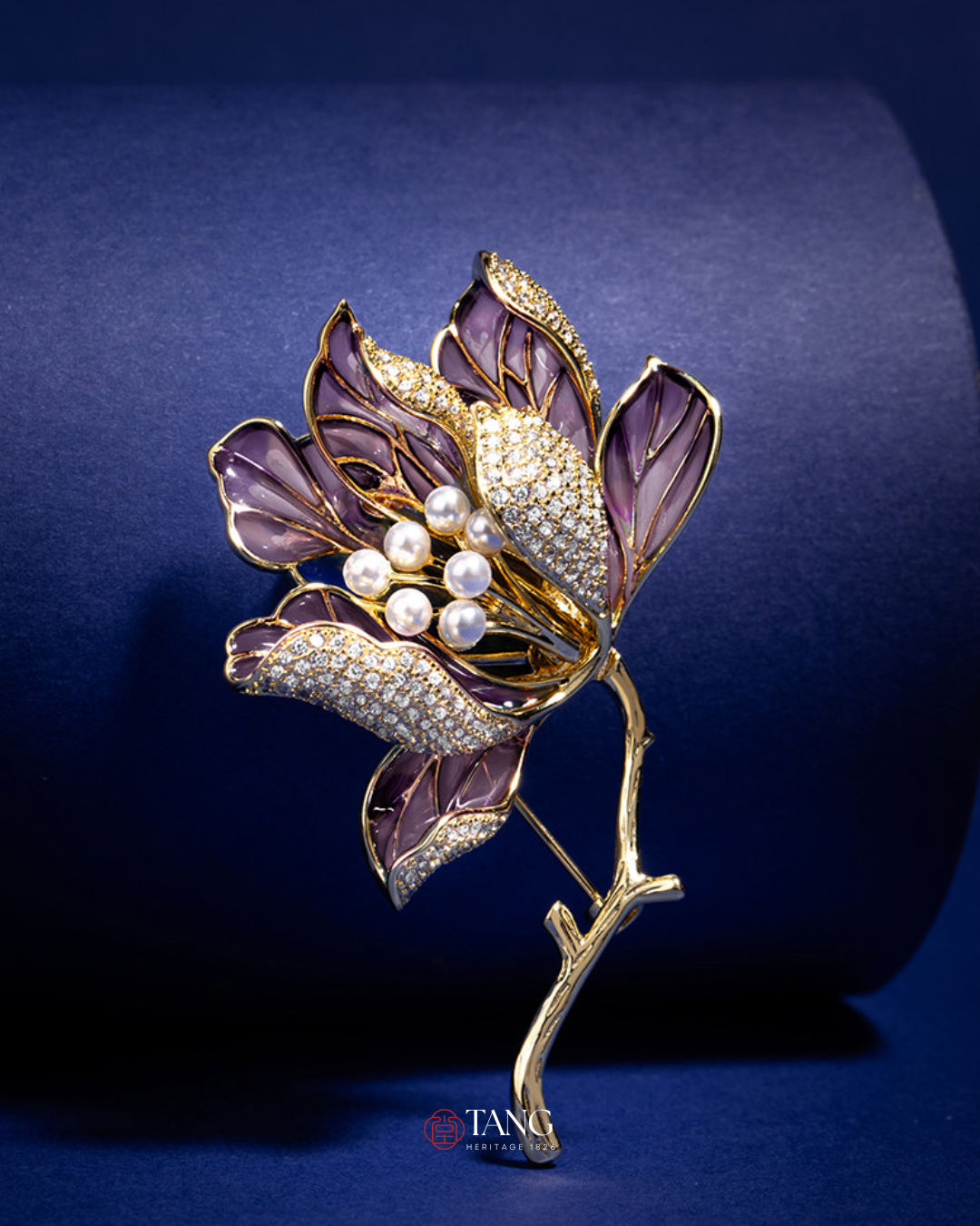 Pearl Heart Magnolia Brooch