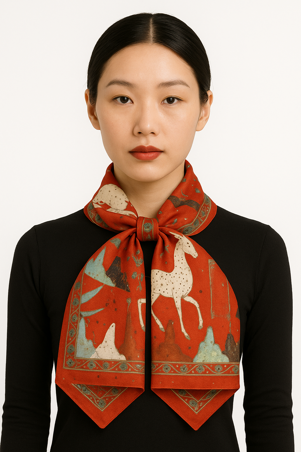 "The Nine-Colored Deer" Heritage Artwork Silk Scarf