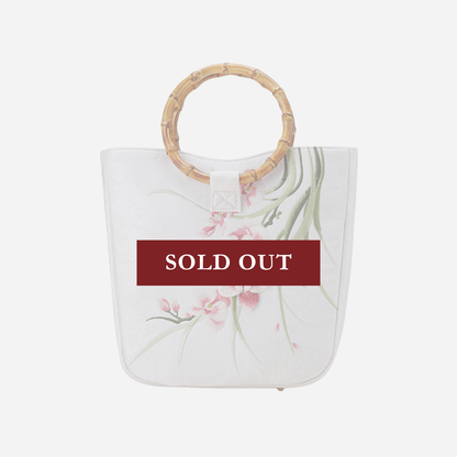 Tang Bloom Orchid Bamboo-Handle Bag