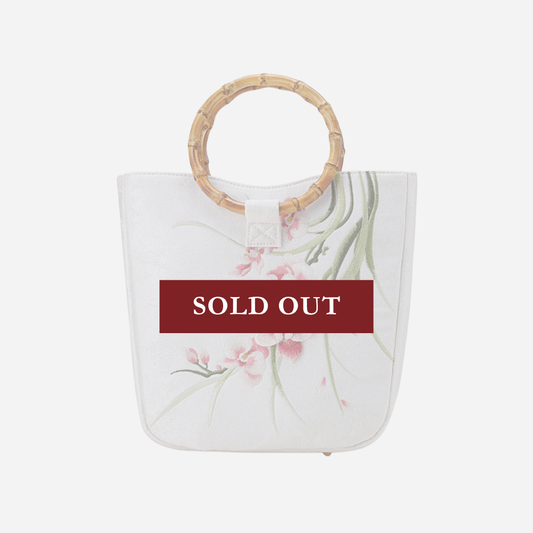 Tang Bloom Orchid Bamboo-Handle Bag