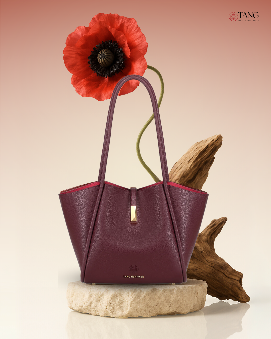 Tang Red 30 Empress Crescent Tote