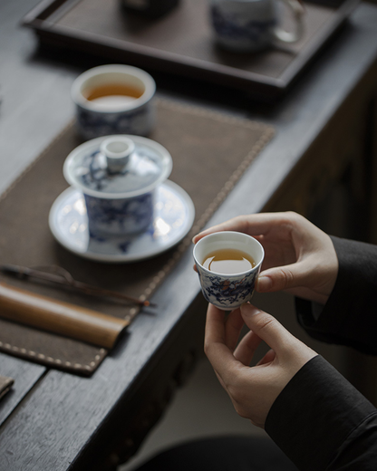 Qing Hua Dragon Sancai Tea Set