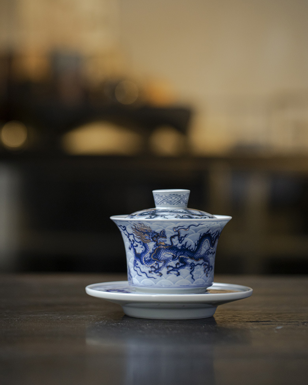 Qing Hua Dragon Sancai Tea Set