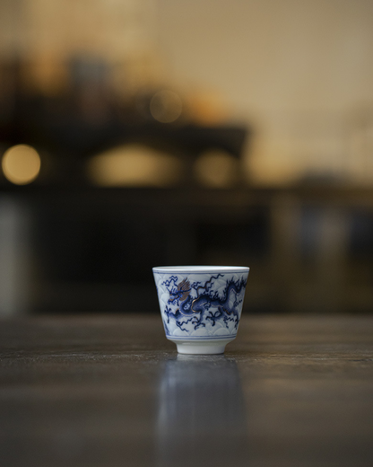 Qing Hua Dragon Sancai Tea Set