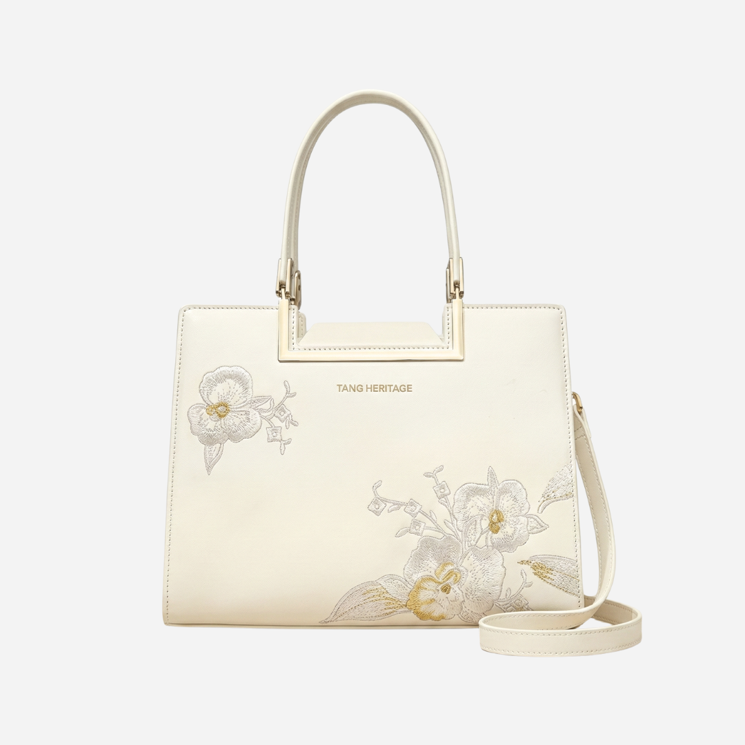 Tang Red 28 Embroidered Orchid Tote