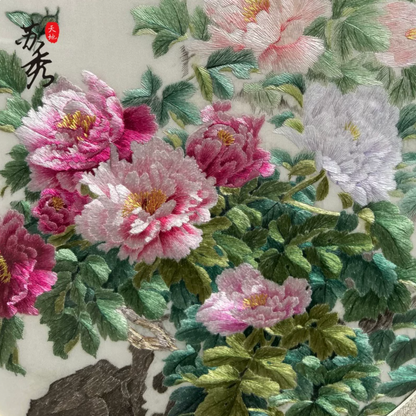 Su Embroidery Framed Wall Painting Art | Peonies of Sovereign Beauty