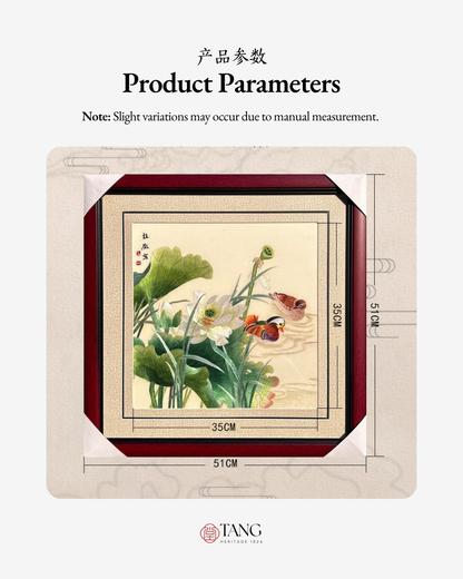 Su Embroidery Framed Wall Painting Art | Mandarin Ducks Among the Lotus