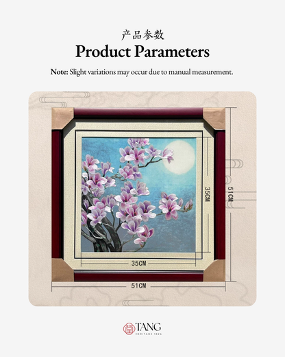 Su Embroidery Framed Wall Painting Art | Magnolia Under the Moon