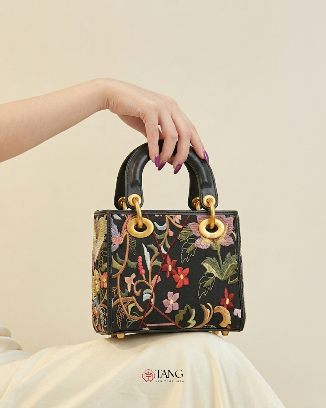 Tang Red 17 Embroidered Spring Florals Brocade Bag