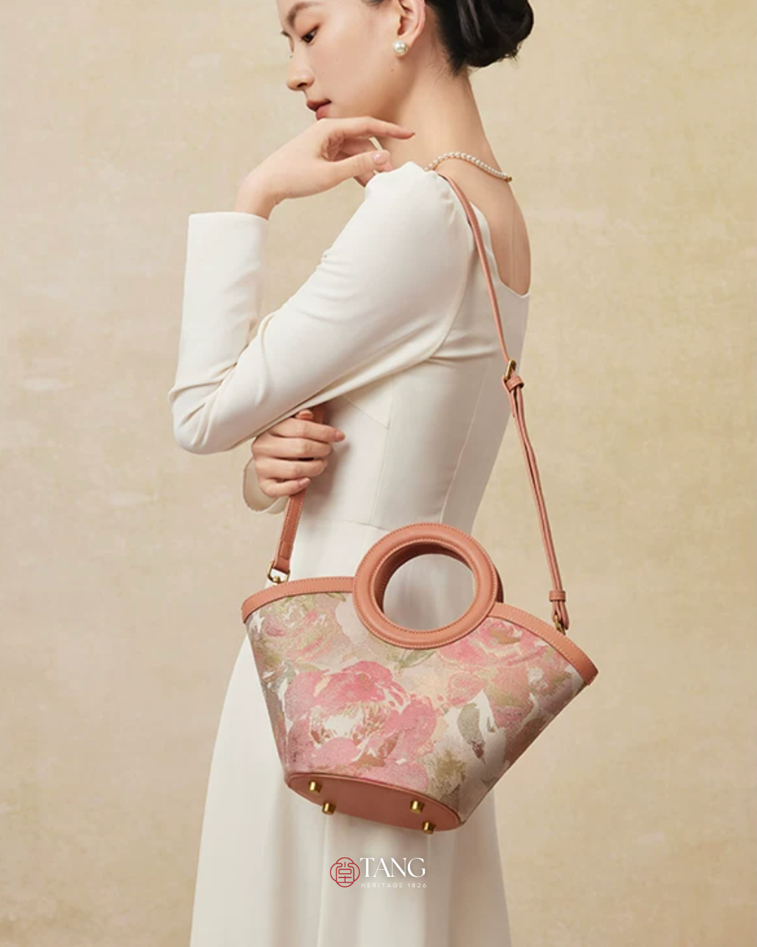 Tang Red 20 Blooming Peony Song Brocade Bag