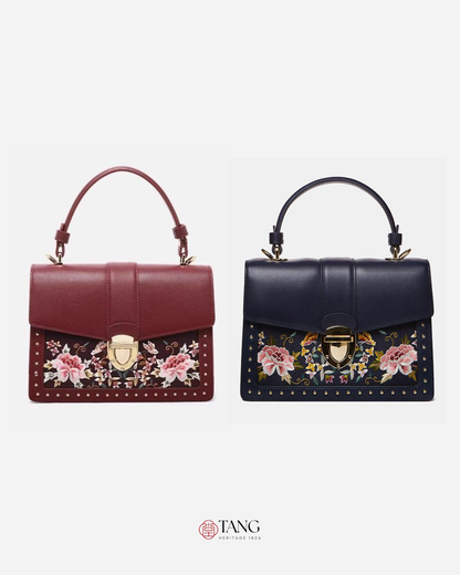 Tang Red 22 Embroidered Peony Garden Crossbody Bag