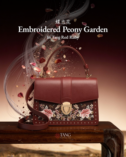 Tang Red 22 Embroidered Peony Garden Crossbody Bag