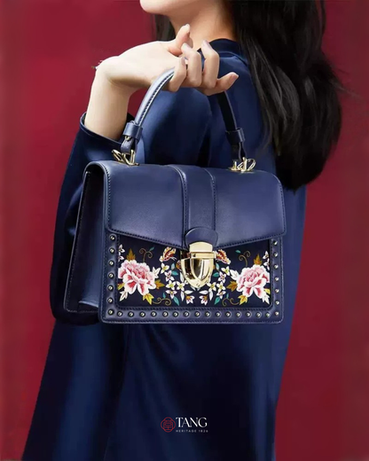 Tang Red 22 Embroidered Peony Garden Crossbody Bag