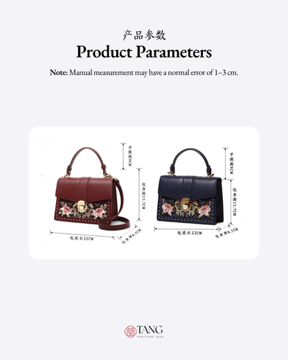 Tang Red 22 Embroidered Peony Garden Crossbody Bag
