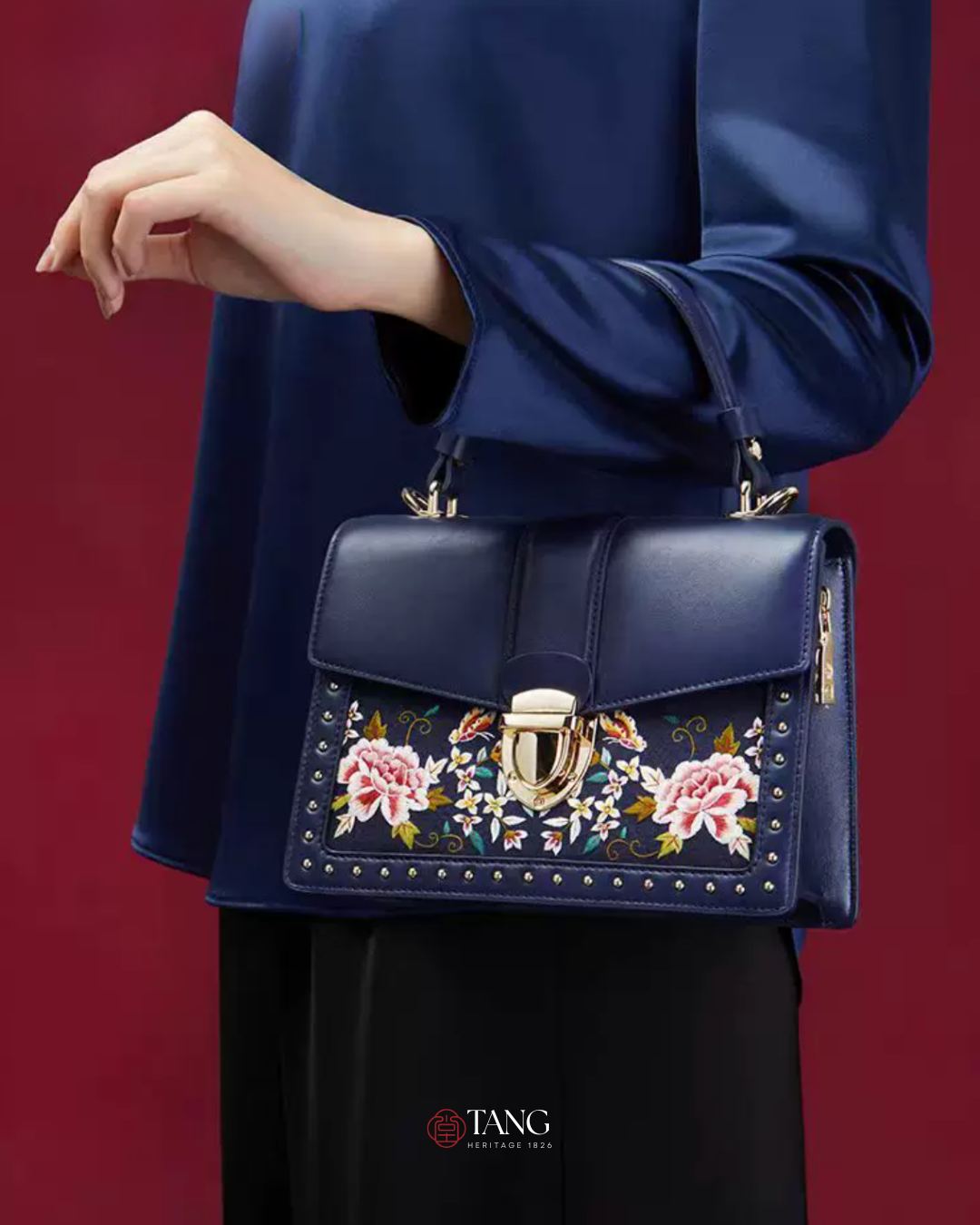 Tang Red 22 Embroidered Peony Garden Crossbody Bag