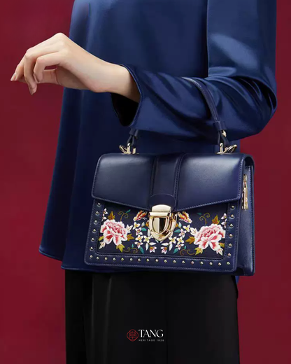 Tang Red 22 Embroidered Peony Garden Crossbody Bag