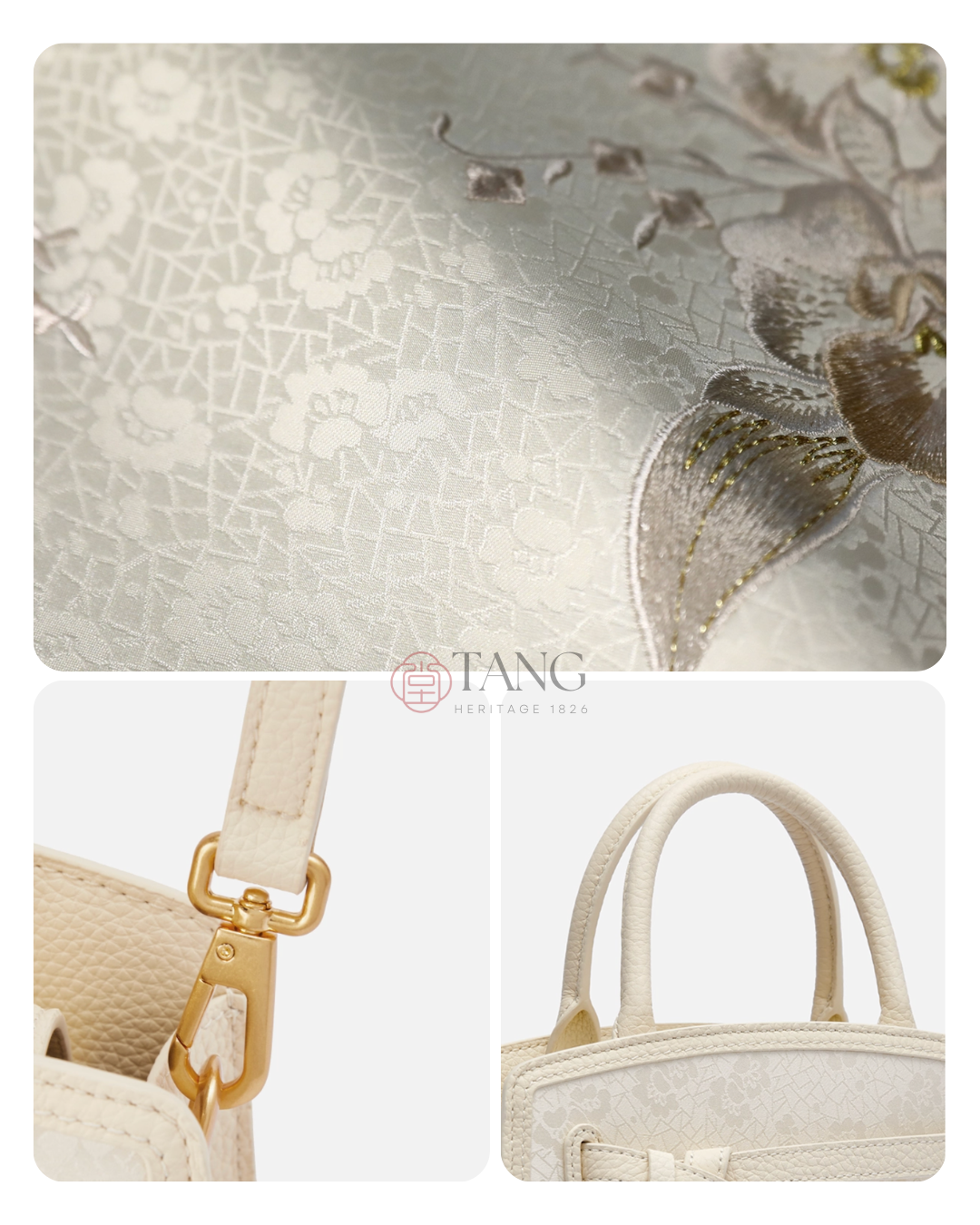 Tang Red 17 Embroidered Orchid Pearl Top-Handle Bag