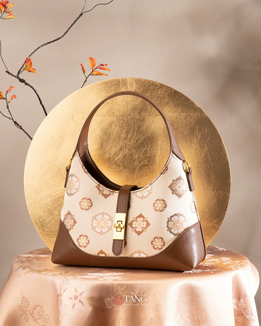Tang Red 24 Baoxiang Flower Song Brocade Shoulder Bag