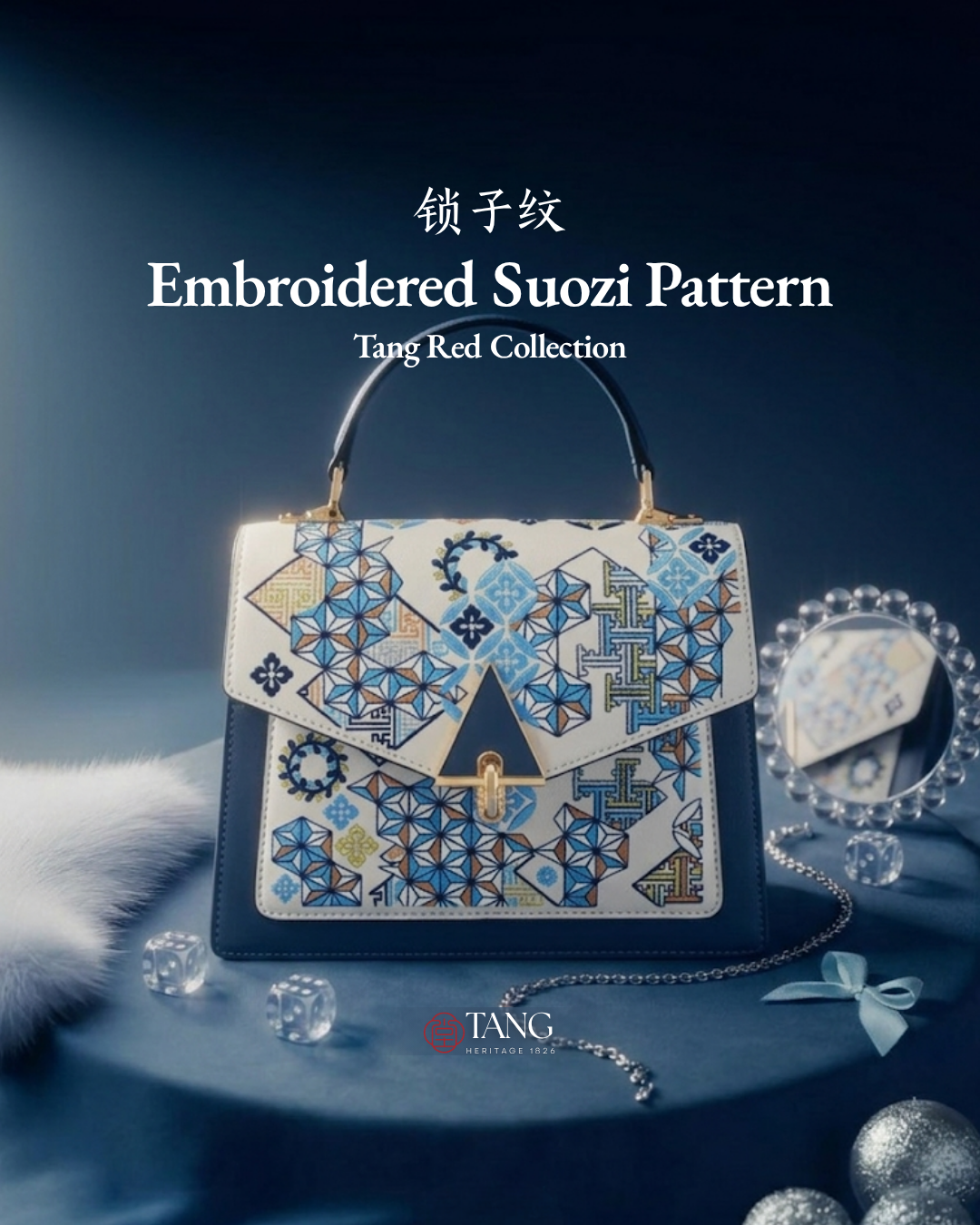 Tang Red 24 Embroidered Suozi Pattern Top-Handle Bag – Tang Heritage Tang Red 24 Embroidered Suozi Pattern Top-Handle Bag – Tang Heritage