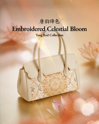 Tang Red 25 Embroidered Celestial Bloom Tote